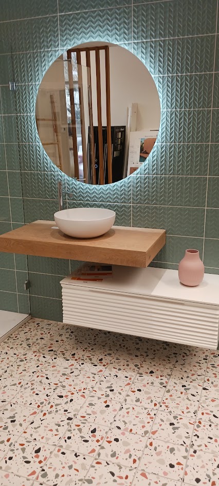 Salle de bain moderne et materiaux en Finistere