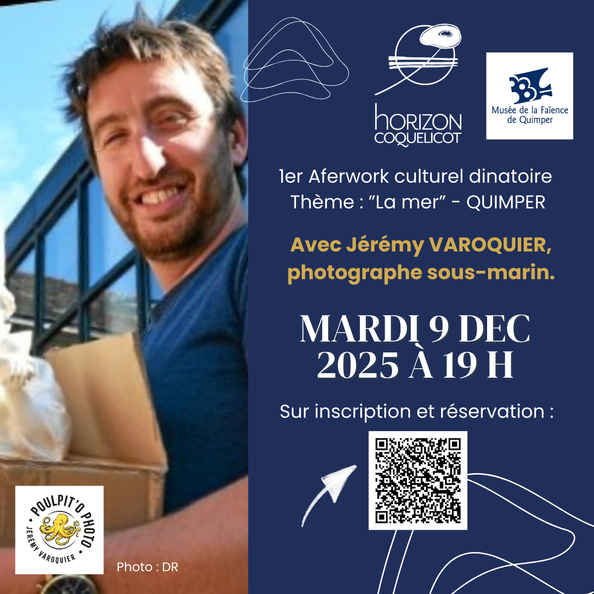 Jeremy Varoquier photographe sous marin Diner au musee Horizon Coquelicot Quimper