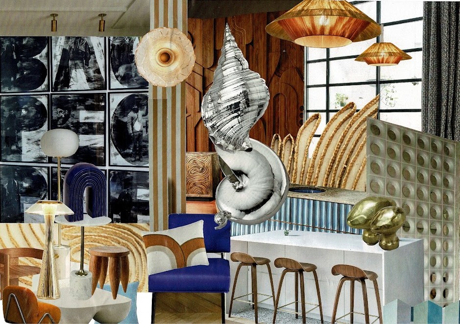 moodboard deco bord de mer chic haut de gamme Bretagne Horizon Coquelicot Quimper