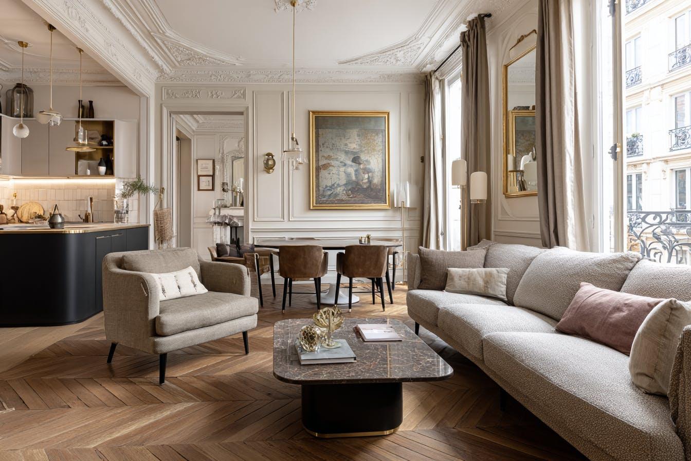 Le chic dun sejour haussmannien Paris avec moulures 